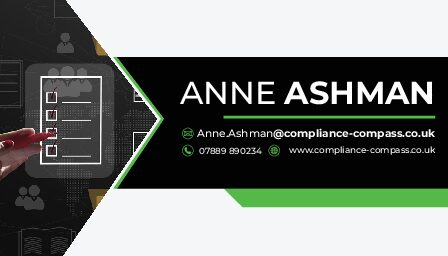 Compliance Compass business card designed for Anne Ashman
