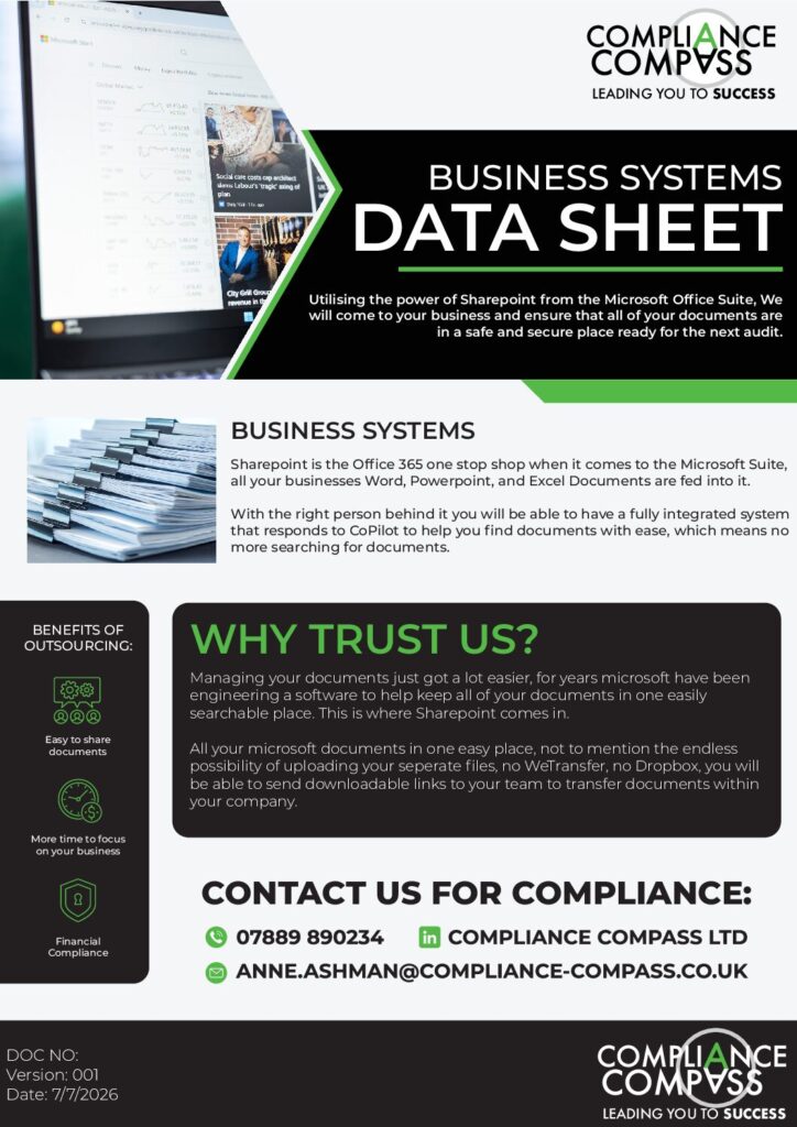 Compliance Compass Business Systems data sheet