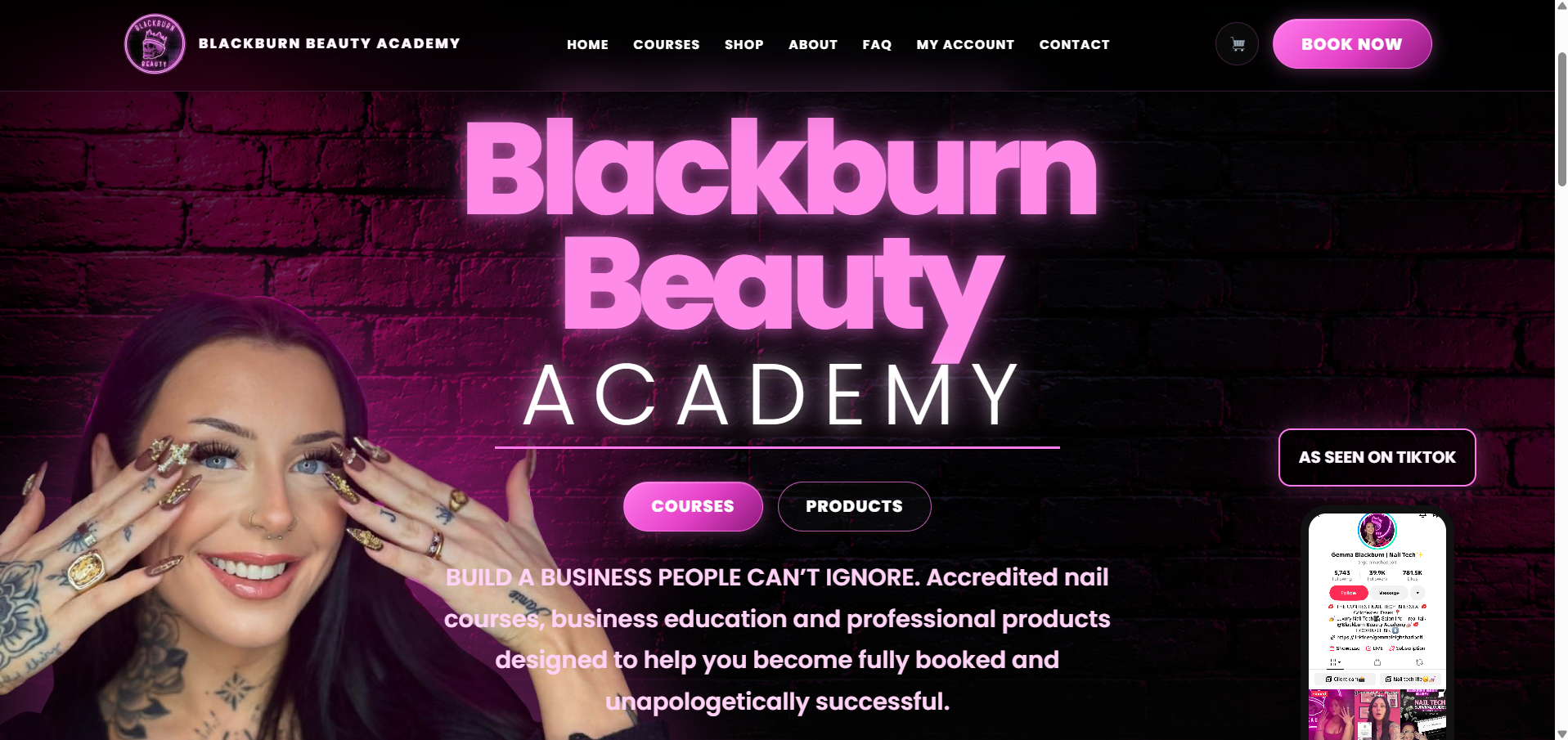 Blackburn Beauty website homepage preview
